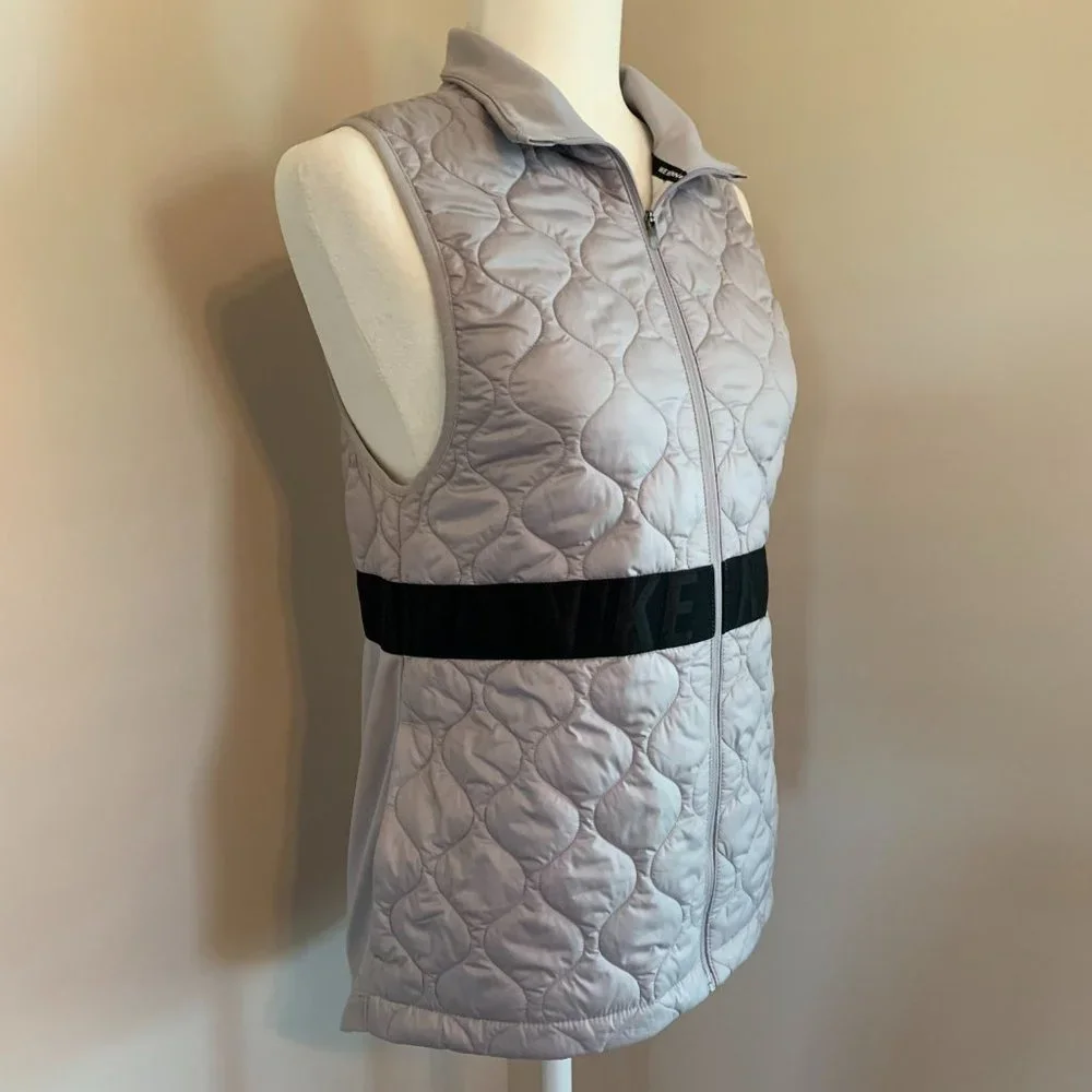 SOLD! Nike Aerolayer Black Gray Running Vest Gilet Quilted Logo - Picture 3 of 12